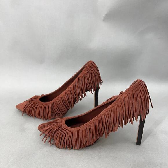 B37 Ulla Johnson Inez Fringe High Heel Womens 6 Boho Maximalism Western Chic - Picture 3 of 13